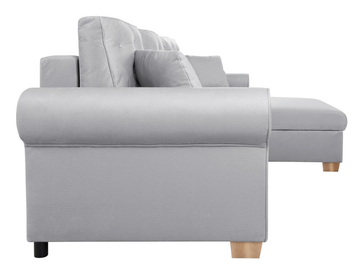 ECKSOFA in Hellgrau  - Buchefarben/Hellgrau, Design, Holz/Textil (266/161cm) - MID.YOU