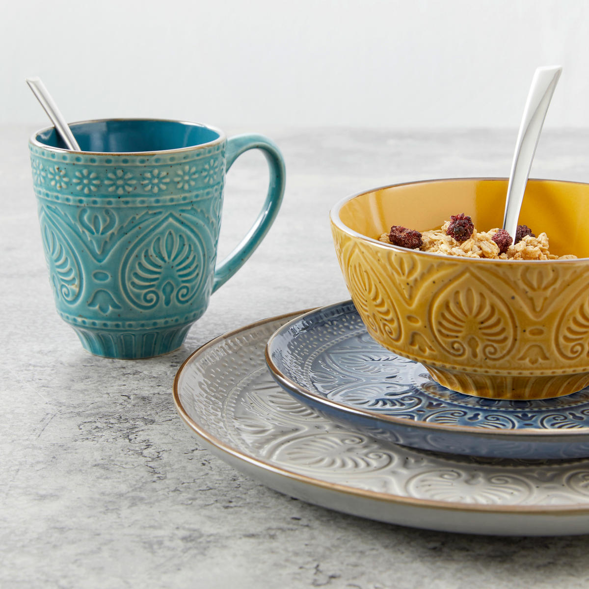 KOMBISERVICE 16-teilig  - Smaragdgrün/Gelb, LIFESTYLE, Keramik (33/30/32cm) - Creatable