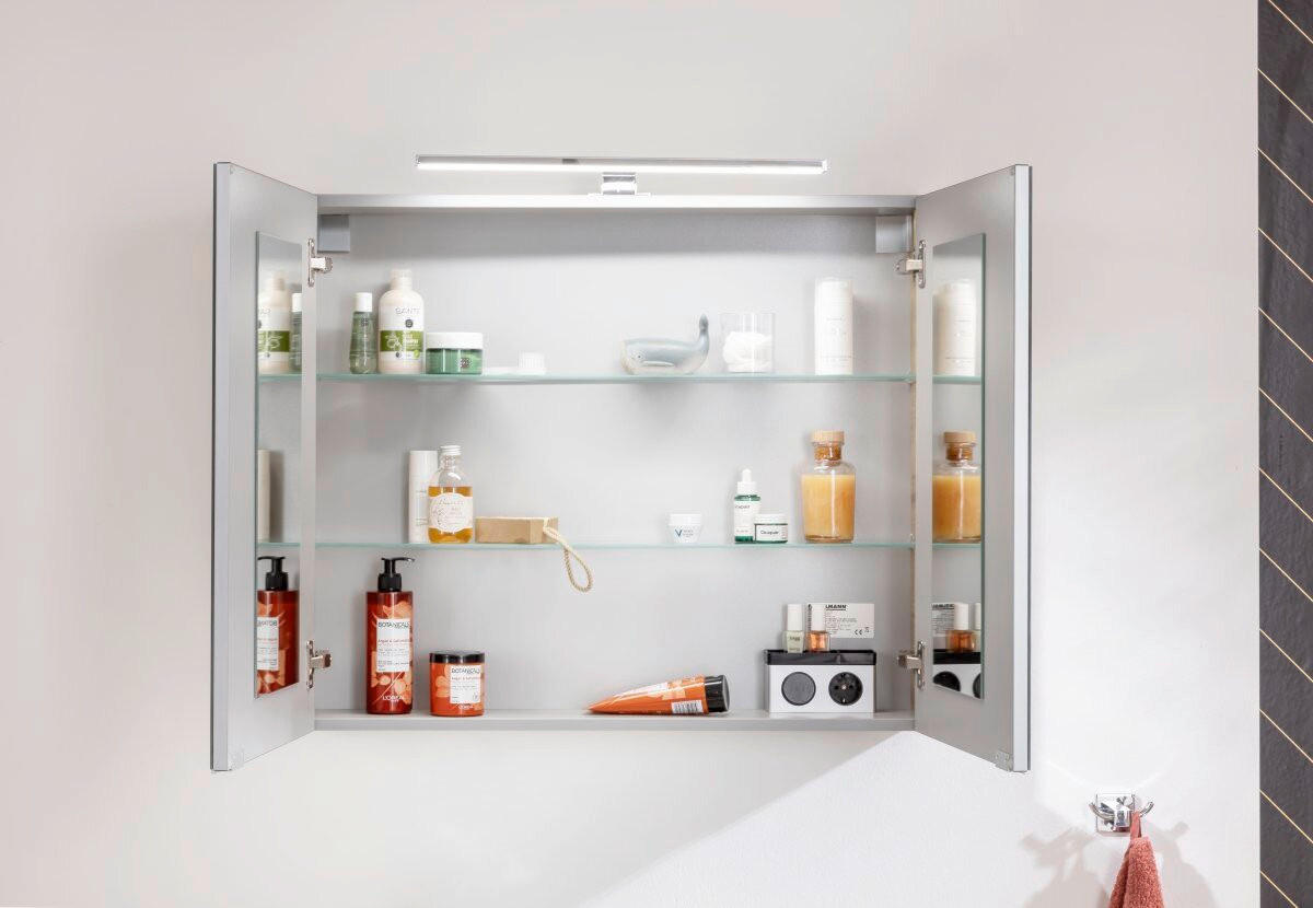SPIEGELSCHRANK 80/68/15,8 cm  - Eichefarben/Silberfarben, Basics, Glas/Holzwerkstoff (80/68/15,8cm) - MID.YOU