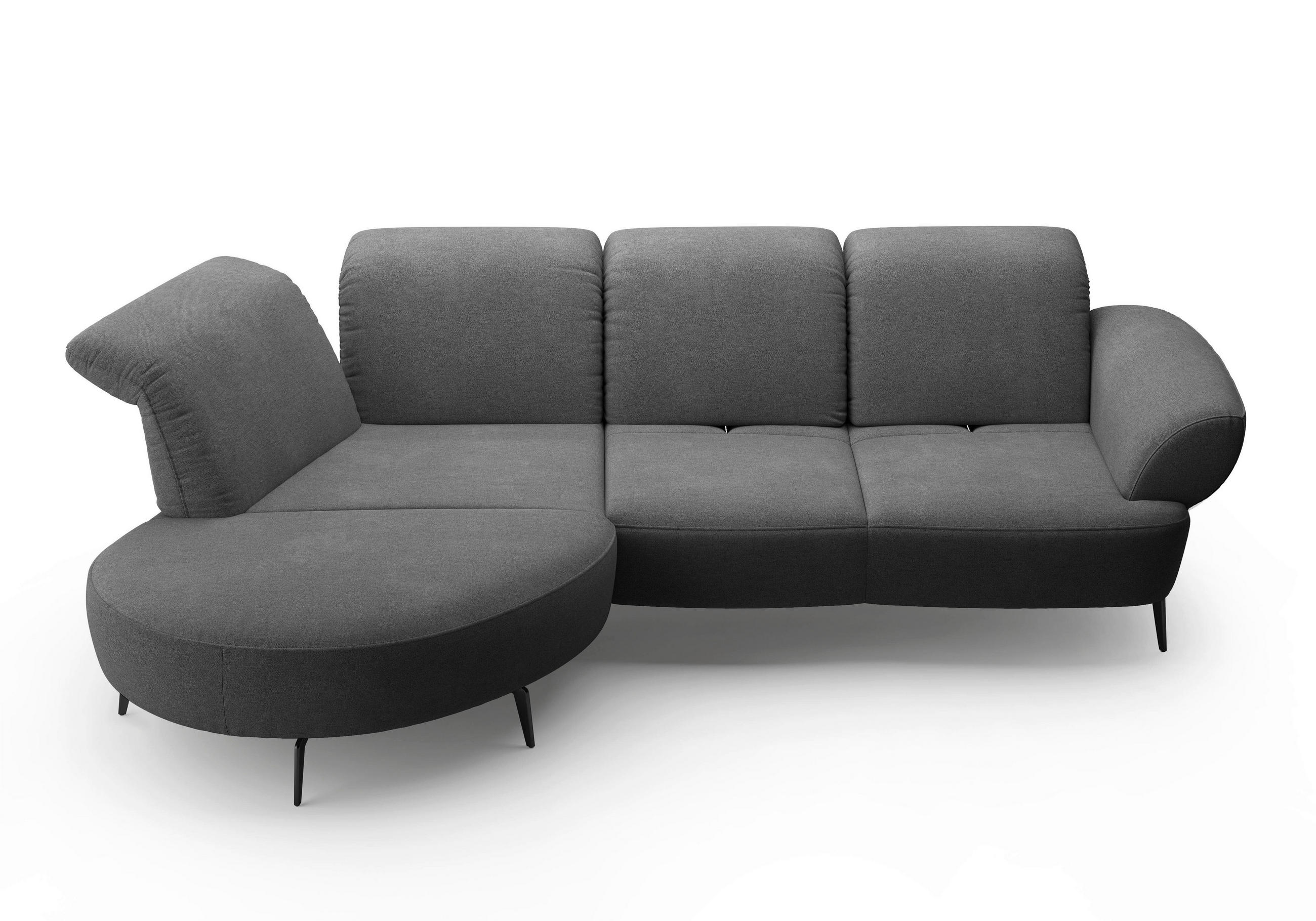 ECKSOFA in Mikrofaser Dunkelgrau  - Dunkelgrau/Schwarz, Modern, Textil/Metall (208/313cm) - Sit & More