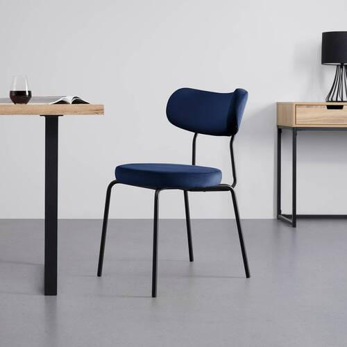 STUHL - Blau/Schwarz, MODERN, Holz/Textil (51/82/63cm) - Bessagi Home
