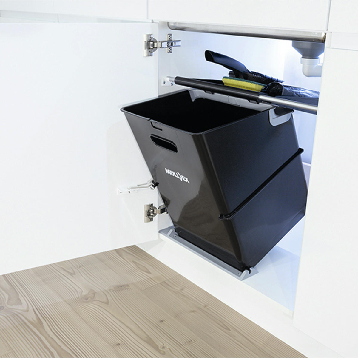 EINBAUABFALLSAMMLER 35 l  Kunststoff  - Schwarz, Basics, Kunststoff (40/40/36,5cm) - HKT