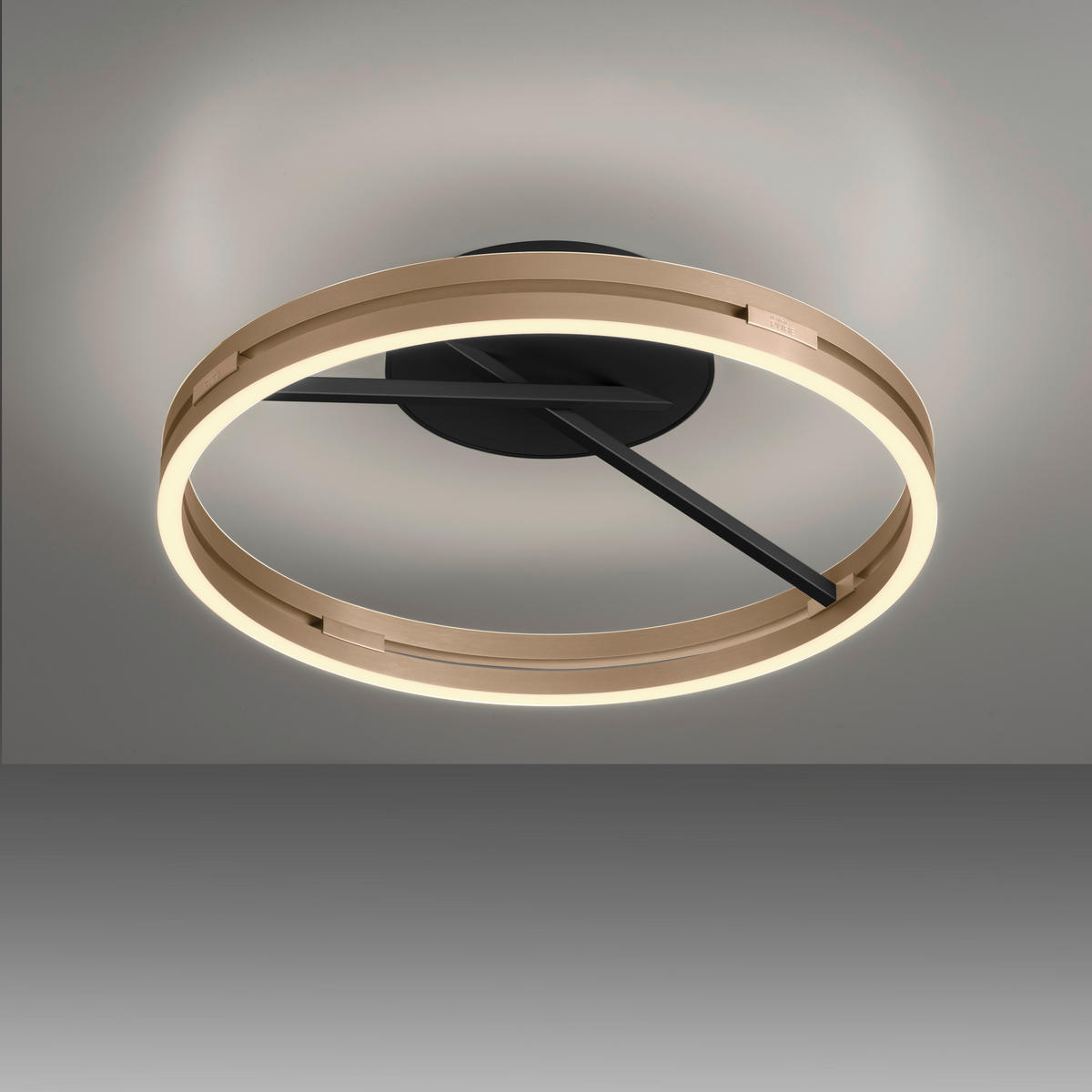 LED-DECKENLEUCHTE 60/60/17.8 cm  - Messingfarben/Schwarz, Design, Kunststoff/Metall (60/60/17.8cm) - Neuhaus PURE