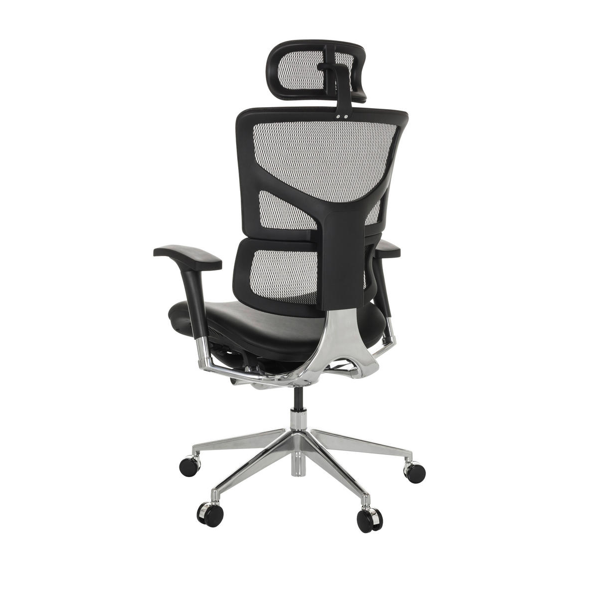 DREHSTUHL Schwarz  - Silberfarben/Schwarz, Basics, Leder/Kunststoff (70/124-146/67cm) - MID.YOU