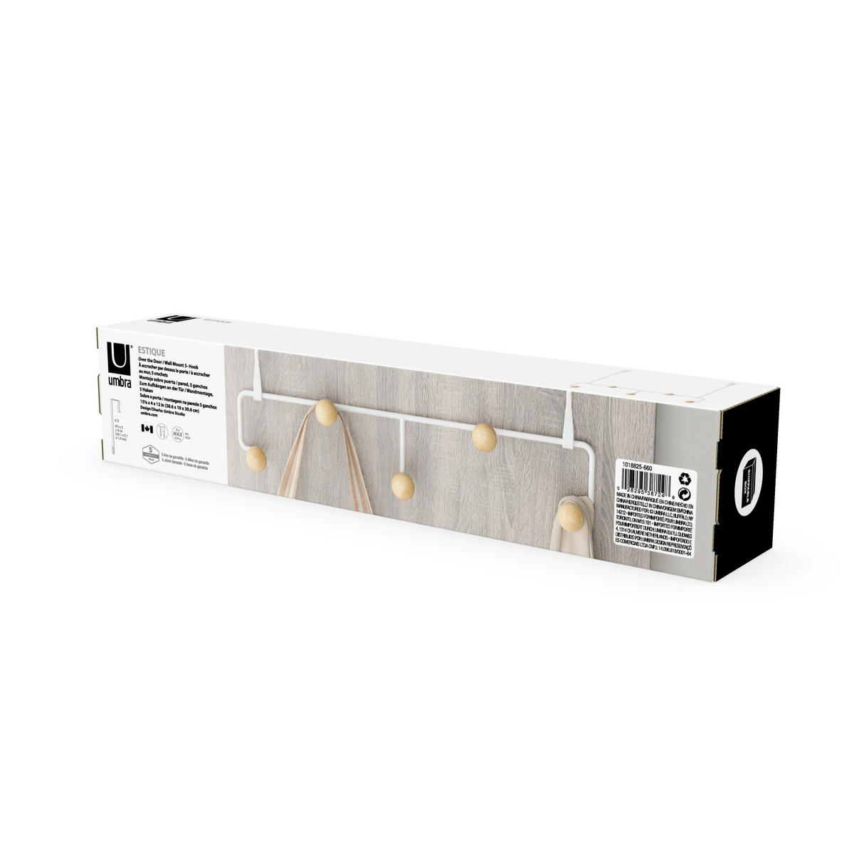 ČIVILUK ZA VRATA  prirodna boja, bela  drvo, metal  - bela/prirodna boja, Osnovno, drvo/metal (10/30/30cm) - Umbra