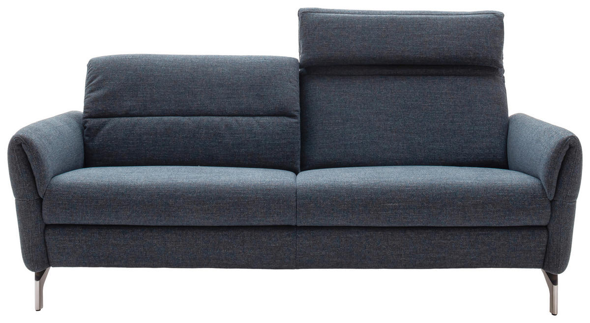 2-SITZER-SOFA Flachgewebe Blaugrau  - Blaugrau/Nickelfarben, Design, Textil/Metall (186/87/100cm) - Schöner Wohnen