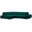 ECKSOFA in Webstoff Grün  - Dunkelgrau/Silberfarben, Design, Textil/Metall (201/295cm) - Hom`in