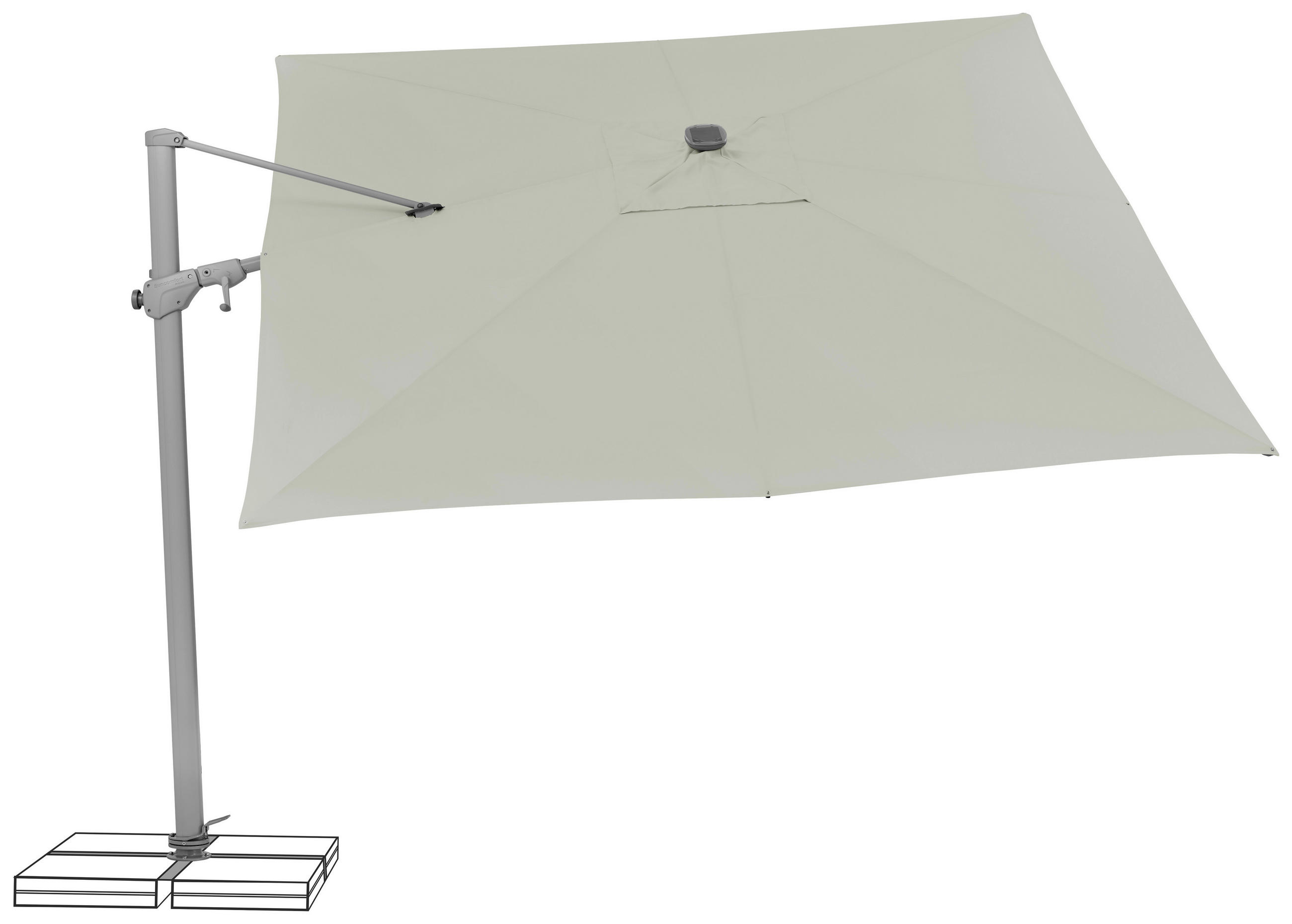 AMPELSCHIRM 300 cm  - Silberfarben/Hellgrau, Basics, Textil/Metall (300/300cm) - Suncomfort by Glatz