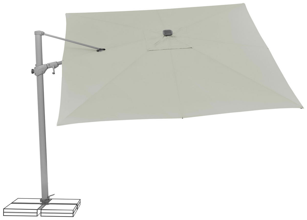 AMPELSCHIRM 300 cm  - Silberfarben/Hellgrau, Basics, Textil/Metall (300/300cm) - Suncomfort by Glatz