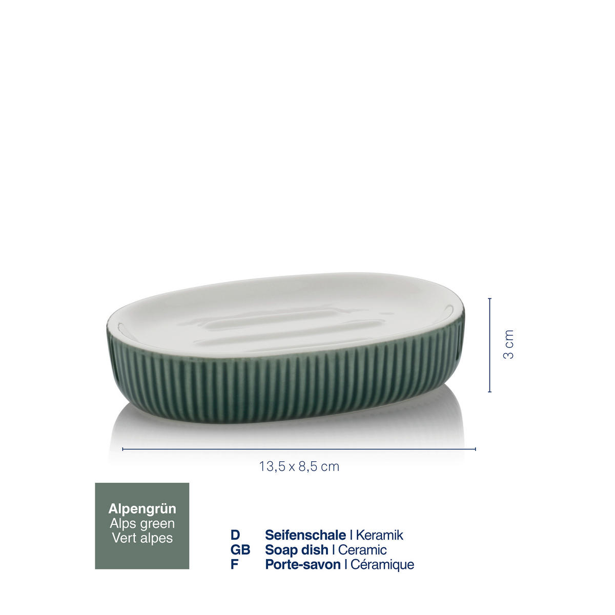 SEIFENSCHALE Keramik  - Dunkelgrün/Grün, Basics, Keramik (13,5/8,5/3,0cm) - Kela