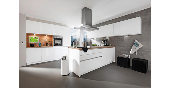 EINBAUKÜCHE   - Rot/Weiß, Design, Holzwerkstoff - Novel