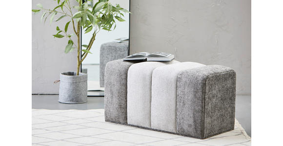 HOCKER in Textil Hellgrau, Dunkelgrau  - Dunkelgrau/Hellgrau, Trend, Textil (84/45/45cm) - Xora