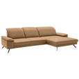 ECKSOFA in Echtleder Honig  - Schwarz/Honig, Design, Leder/Metall (332/193cm) - Dieter Knoll