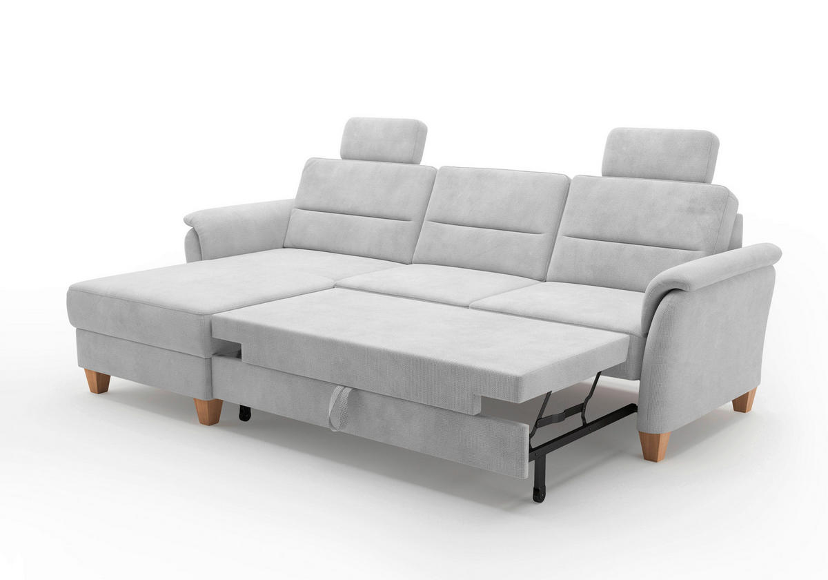 ECKSOFA in Flachgewebe Silberfarben  163/244 cm  - Eichefarben/Silberfarben, KONVENTIONELL, Holz/Textil (163/244cm) - Sit & More