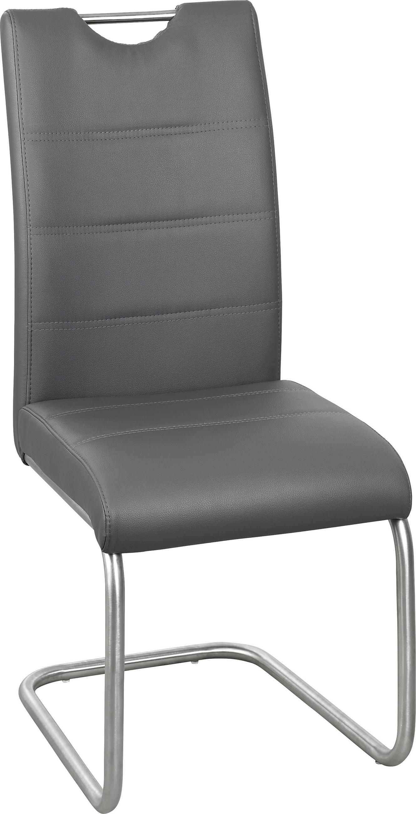 Schwingstuhl in Metall, Textil Grau, Edelstahlfarben