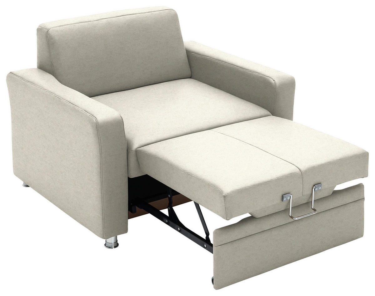 SCHLAFSESSEL  in Chenille Naturfarben  - Alufarben/Naturfarben, KONVENTIONELL, Textil/Metall (106/90/100cm) - Beldomo Style