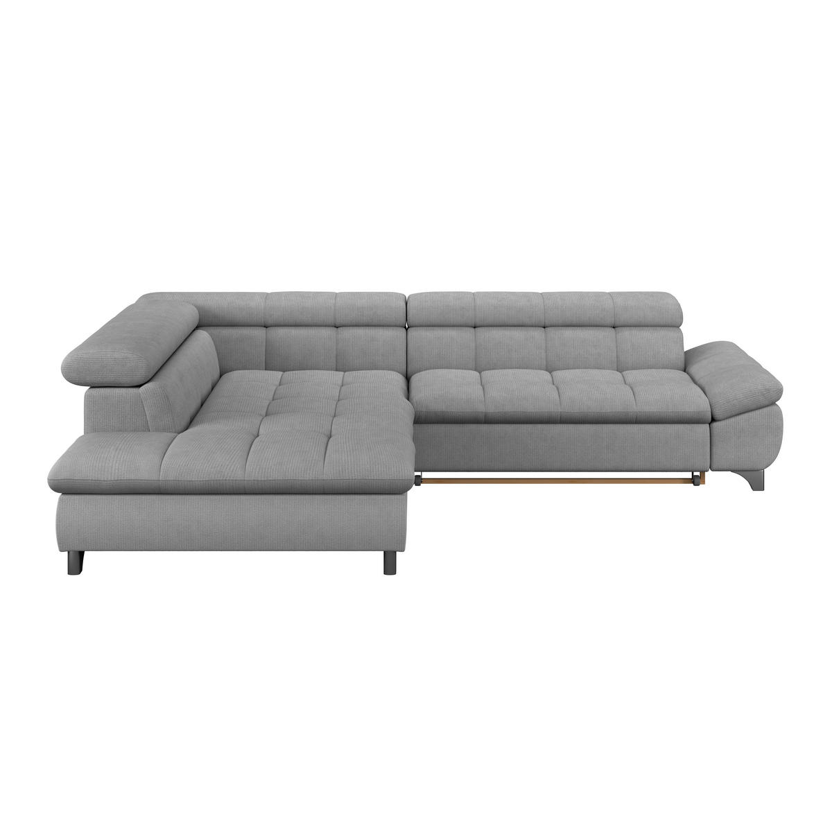 ECKSOFA Dunkelgrau Chenille  - Chromfarben/Dunkelgrau, KONVENTIONELL, Textil/Metall (234/312cm) - Livetastic