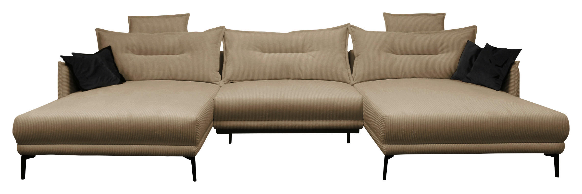 WOHNLANDSCHAFT NUOVO U in Cord Taupe  - Taupe/Schwarz, Design, Textil/Metall (194/360/194cm) - MID.YOU