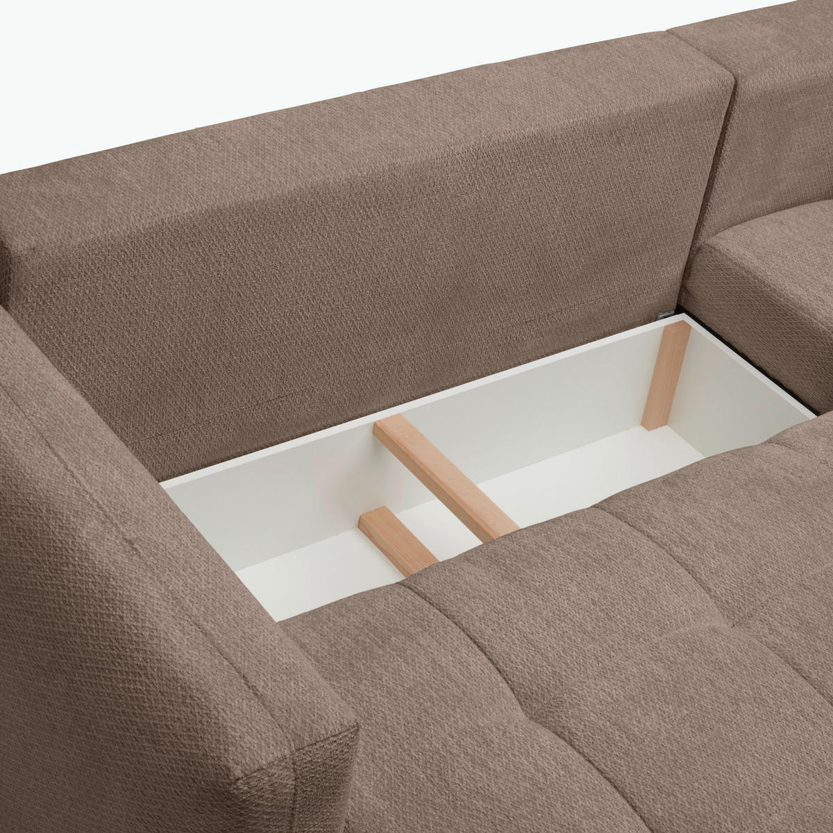 ECKSOFA Hellbraun Chenille  - Hellbraun/Schwarz, MODERN, Kunststoff/Textil (276/172cm) - Hom`in
