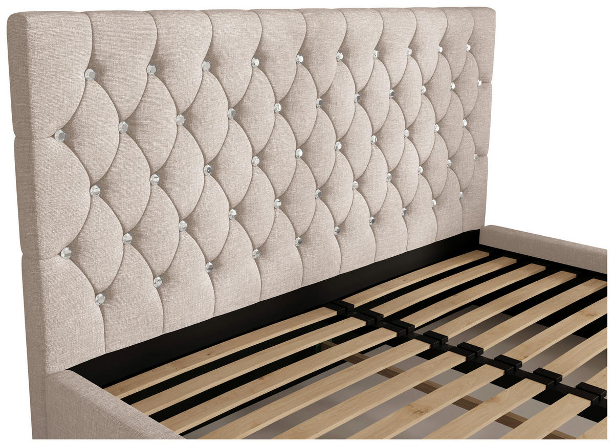 POLSTERBETT 200/200 cm,  in Hellgrau, gepolstertes Kopfteil, Lattenrost, Bettkasten,  - Chromfarben/Hellgrau, MODERN, Holz/Kunststoff (200/200cm) - Chameo