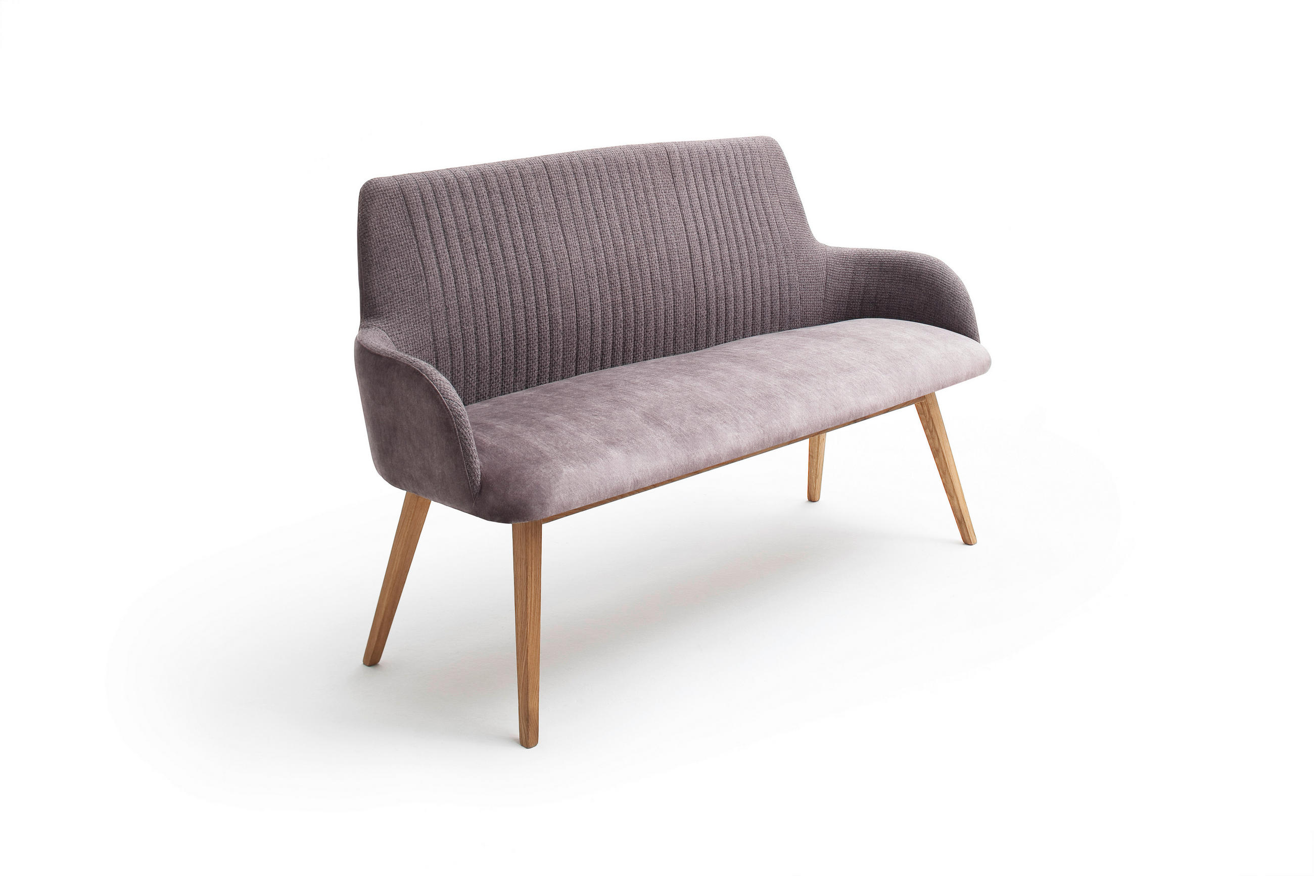 POLSTERBANK Textil Cappuccino  - Wildeiche/Cappuccino, Modern, Holz/Textil (157/90/60cm) - MID.YOU