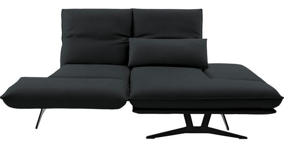 ECKSOFA in Echtleder Grau  - Schwarz/Grau, Design, Leder/Metall (210/130cm) - Dieter Knoll