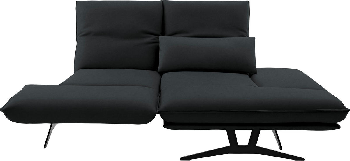 ECKSOFA in Echtleder Grau  - Schwarz/Grau, Design, Leder/Metall (210/130cm) - Dieter Knoll