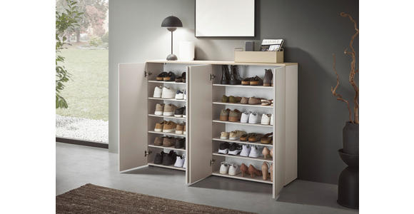 SCHUHSCHRANK 158,2/113,2/34 cm  - Kaschmir/Eichefarben, Design, Holzwerkstoff/Kunststoff (158,2/113,2/34cm) - Voleo