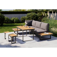 LOUNGE ÉTKEZŐGARNITÚRA 4 részes   253/70/175 cm  - natúr színű/antracit, Modern, műanyag/textil (253/70/175cm) - Ambia Garden