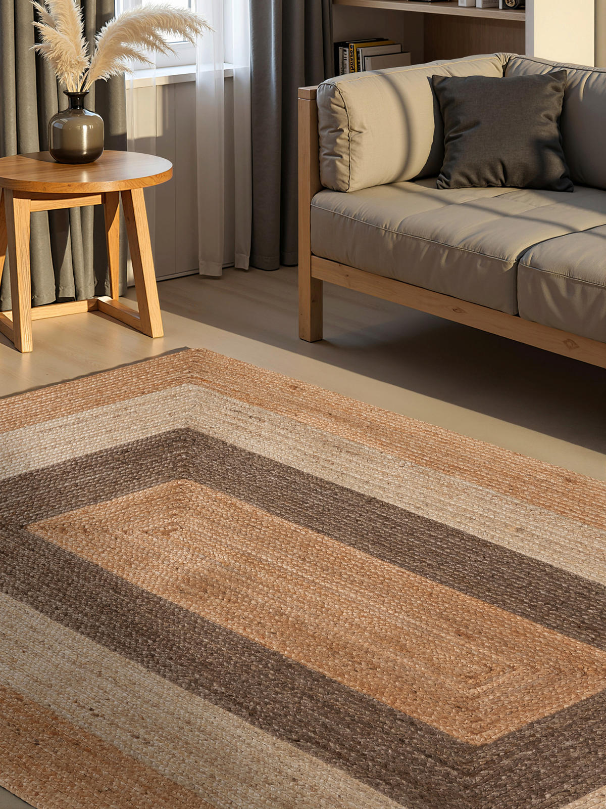 JUTETEPPICH 160/230 cm Juno Multicolor, Goldbraun rechteckig  - Goldbraun/Multicolor, Natur, Textil (160/230cm) - Hanse Home