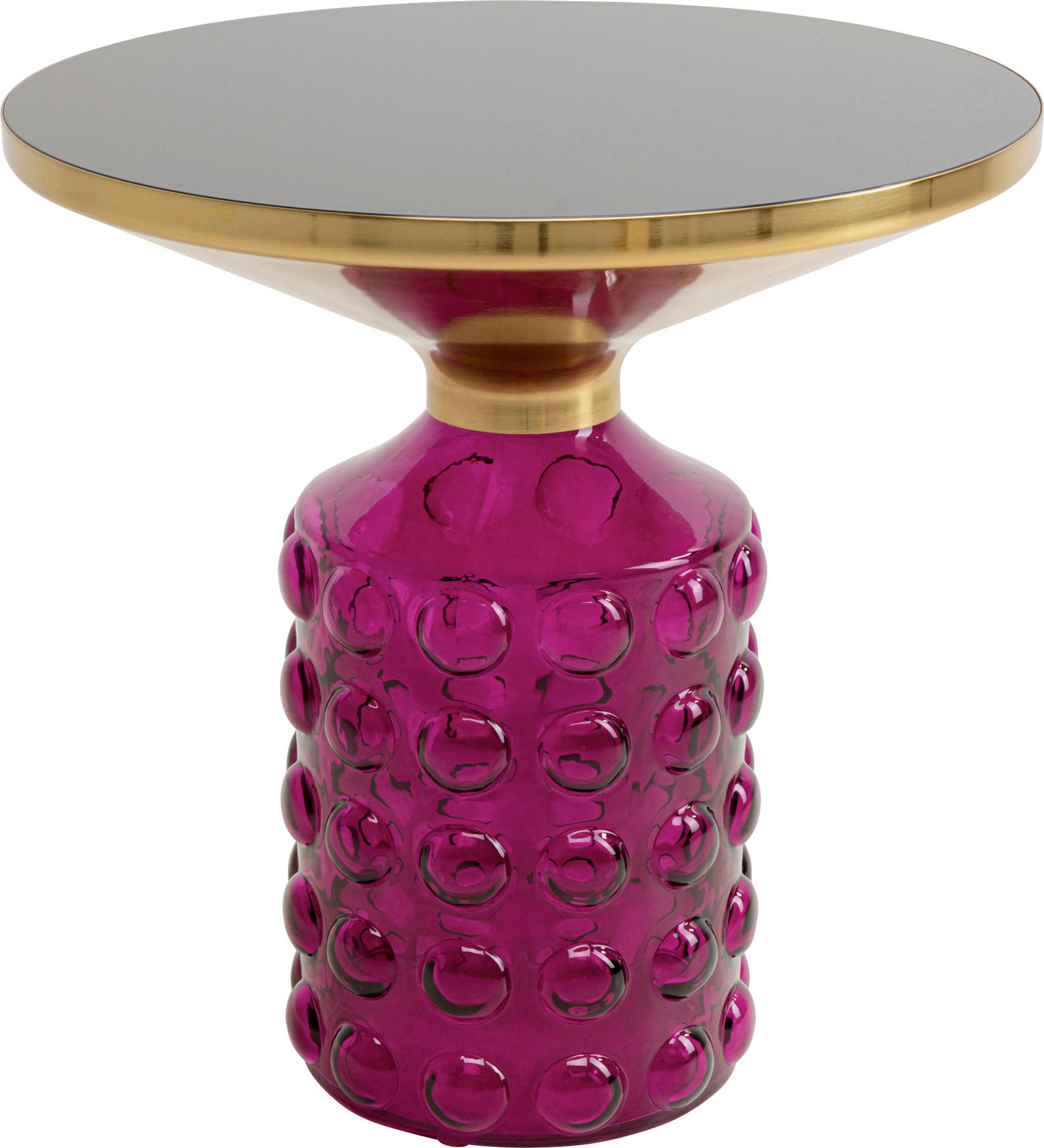 BEISTELLTISCH 50/50/52 cm Lila, Goldfarben, Schwarz Hochglanz rund  - Schwarz Hochglanz/Lila, Design, Glas/Metall (50/50/52cm) - Kare-Design
