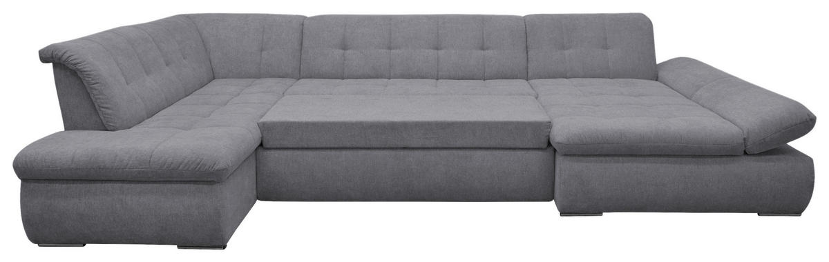 WOHNLANDSCHAFT Dunkelgrau Mikrofaser  - Chromfarben/Dunkelgrau, KONVENTIONELL, Textil/Metall (216/353/172cm) - MID.YOU