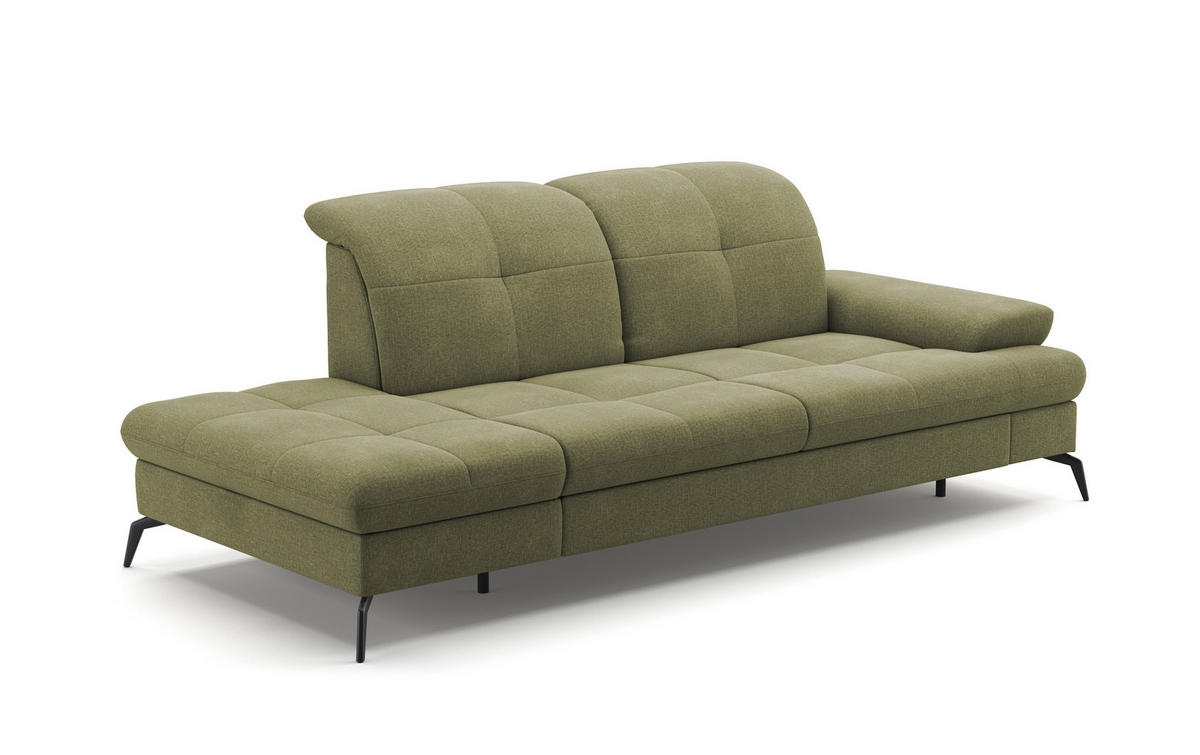 RÉCAMIERE Hellgrün Flachgewebe  - Schwarz/Hellgrün, KONVENTIONELL, Textil/Metall (231/90/122cm) - Sit & More