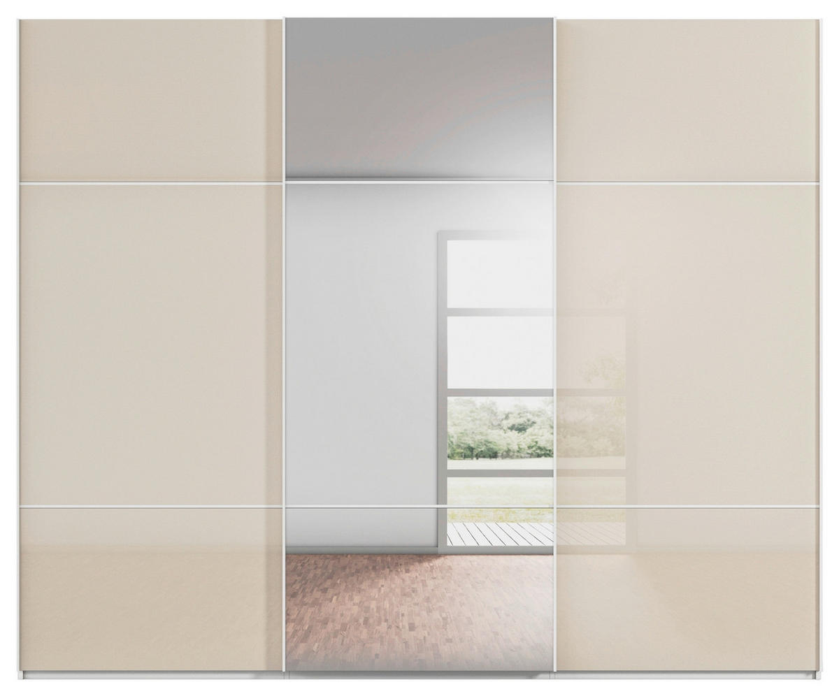SCHWEBETÜRENSCHRANK in Grau, Weiss  - Weiss/Grau, Konventionell, Glas/Holzwerkstoff (271/223/68cm) - Novel