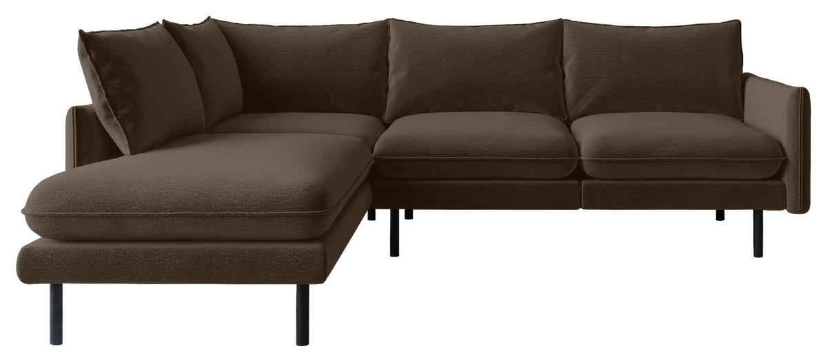 ECKSOFA Samos Braun Flachgewebe  - Schwarz/Braun, Design, Textil (204/267cm) - Livetastic
