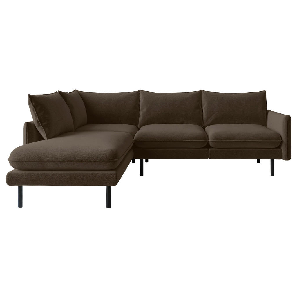 Thumbnail - Livetastic Ecksofa Samos, Braun, Textil, 4-Sitzer, Füllung: Daunen, Silikon, Ottomane links, L-Form, 267x204 cm, Made in...