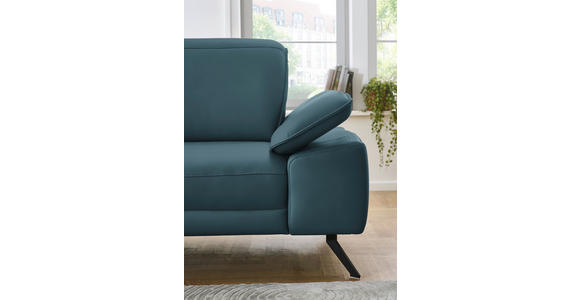 ECKSOFA in Echtleder Blau  - Blau/Schwarz, Design, Leder/Metall (193/332cm) - Dieter Knoll