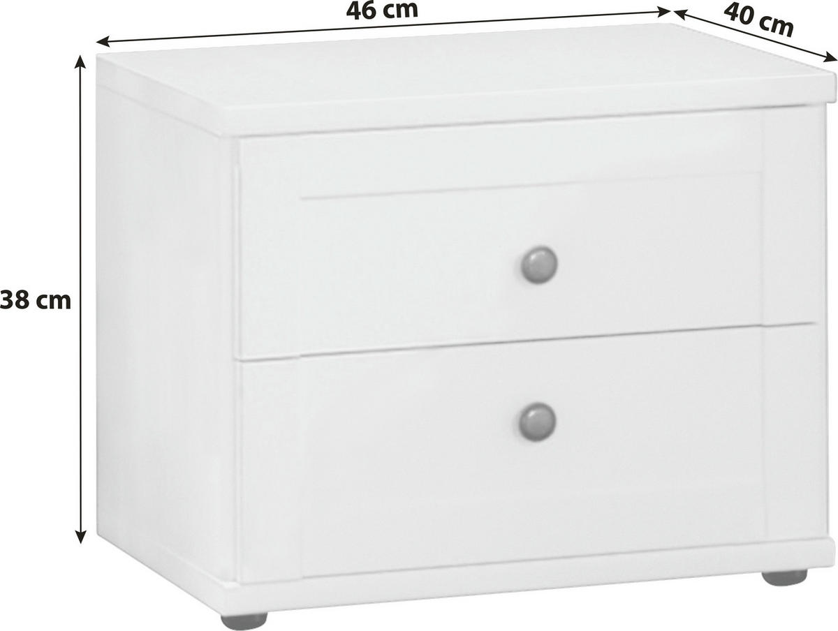 NOČNA OMARICA, bela  - siva/bela, Trendi, kovina/umetna masa (46/38/40cm) - Hom`in