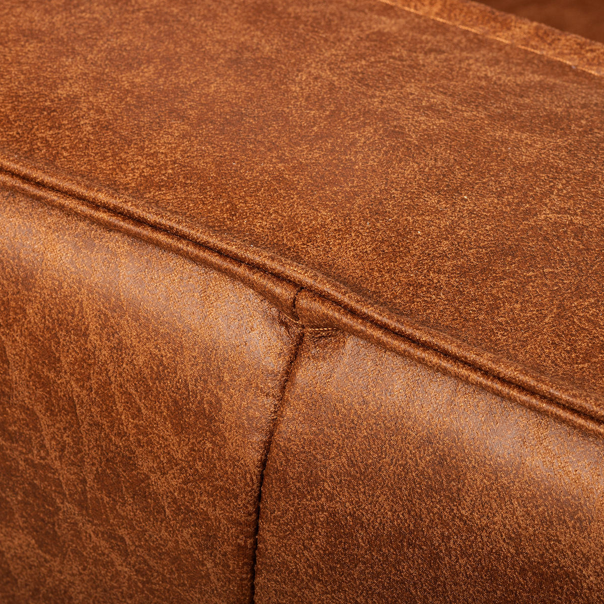 ECKSOFA Cognac Echtleder Lederlook Rücken echt  - Cognac/Schwarz, Design, Leder/Textil (166/238cm) - Livetastic