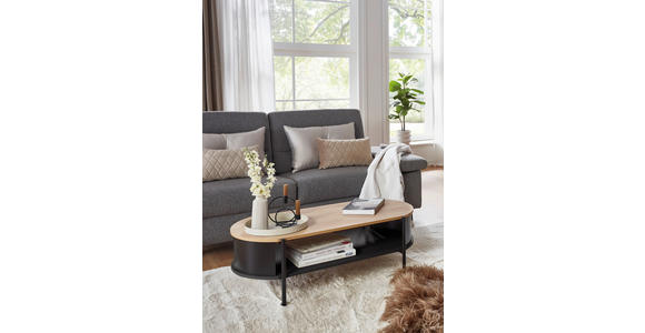 COUCHTISCH 100/54/36,5 cm oval Naturfarben, Schwarz  - Schwarz/Naturfarben, Trend, Holzwerkstoff/Metall (100/54/36,5cm) - Xora