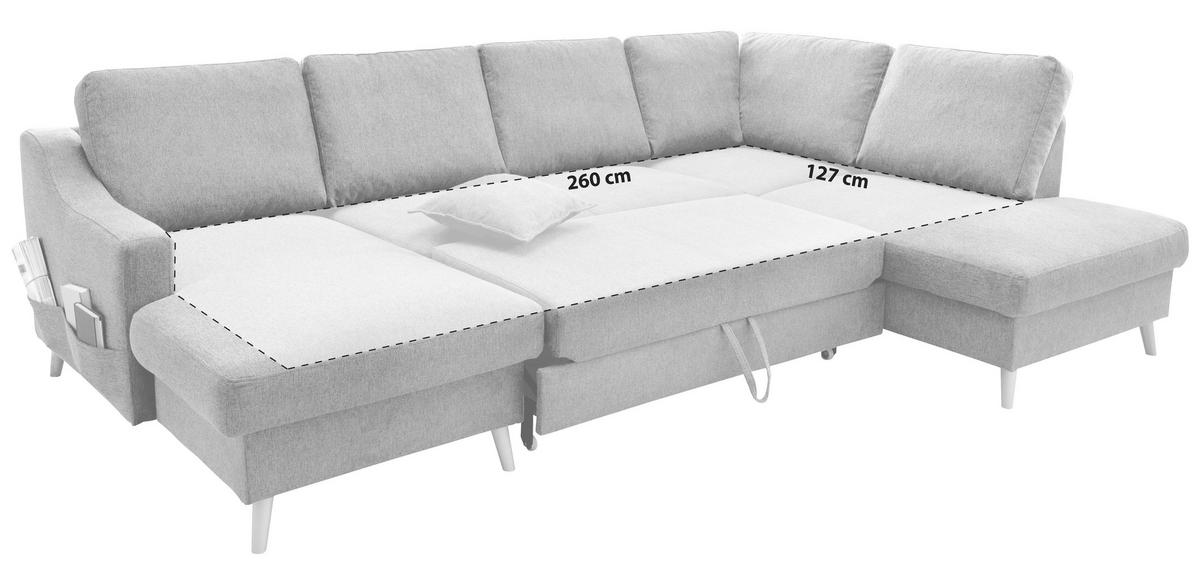 WOHNLANDSCHAFT in Struktur Anthrazit  - Anthrazit/Naturfarben, Konventionell, Holz/Textil (150/301/200cm) - P & B
