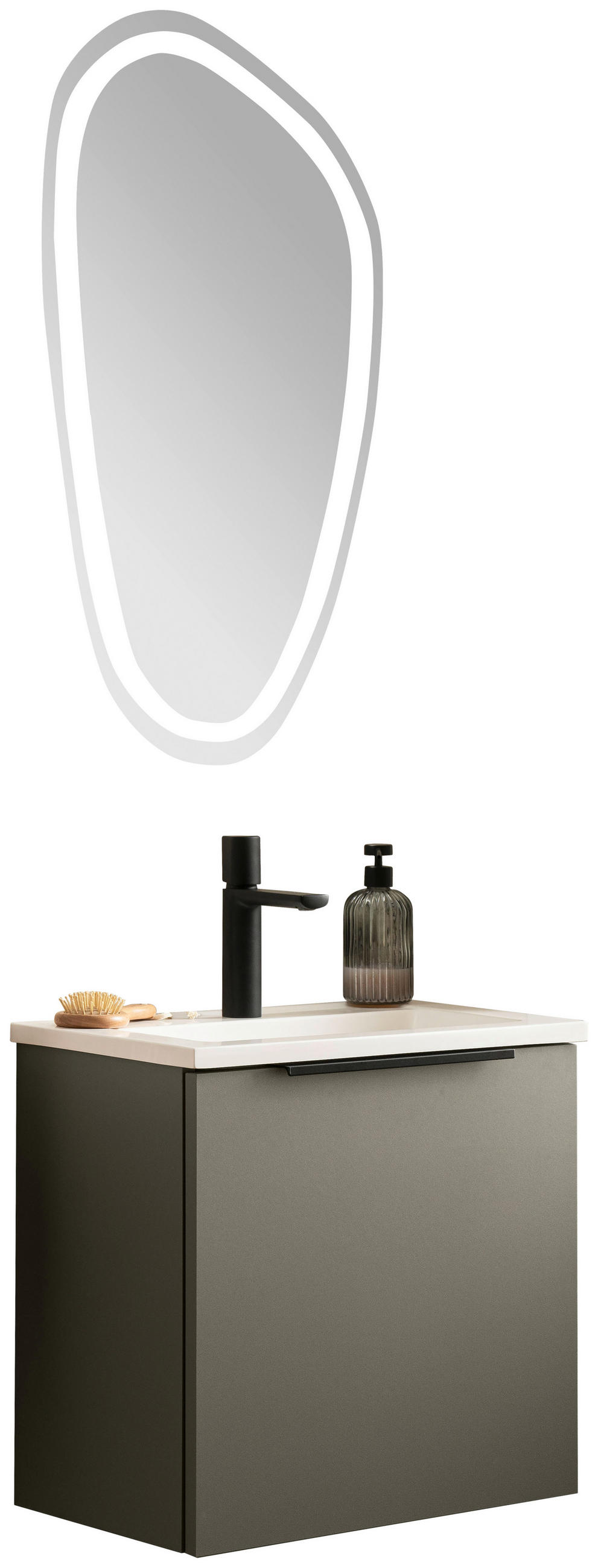 GÄSTEBAD - Schwarz/Weiß, KONVENTIONELL, Holzwerkstoff/Stein (51,2cm) - Novel