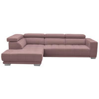 ECKSOFA in Mikrofaser Rosa  - Chromfarben/Rosa, Design, Textil/Metall (207/301cm) - Xora