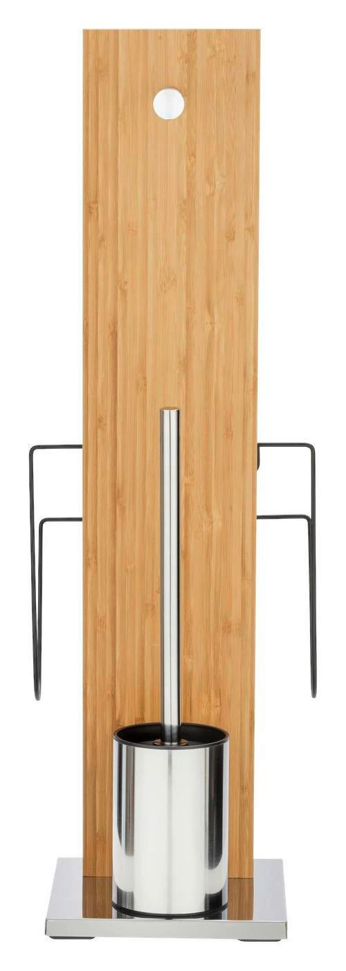 WC-BÜRSTENKOMBINATION in Metall, Kunststoff  Kunststoff   - Chromfarben/Schwarz, KONVENTIONELL, Holz/Kunststoff (24,5/68/22,5cm) - Wenko