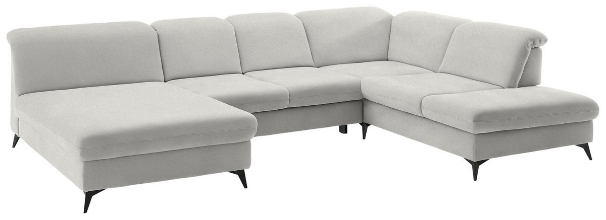 WOHNLANDSCHAFT Chenille Cappuccino  - Schwarz/Cappuccino, Design, Textil/Metall (198/369/255cm) - Beldomo Style