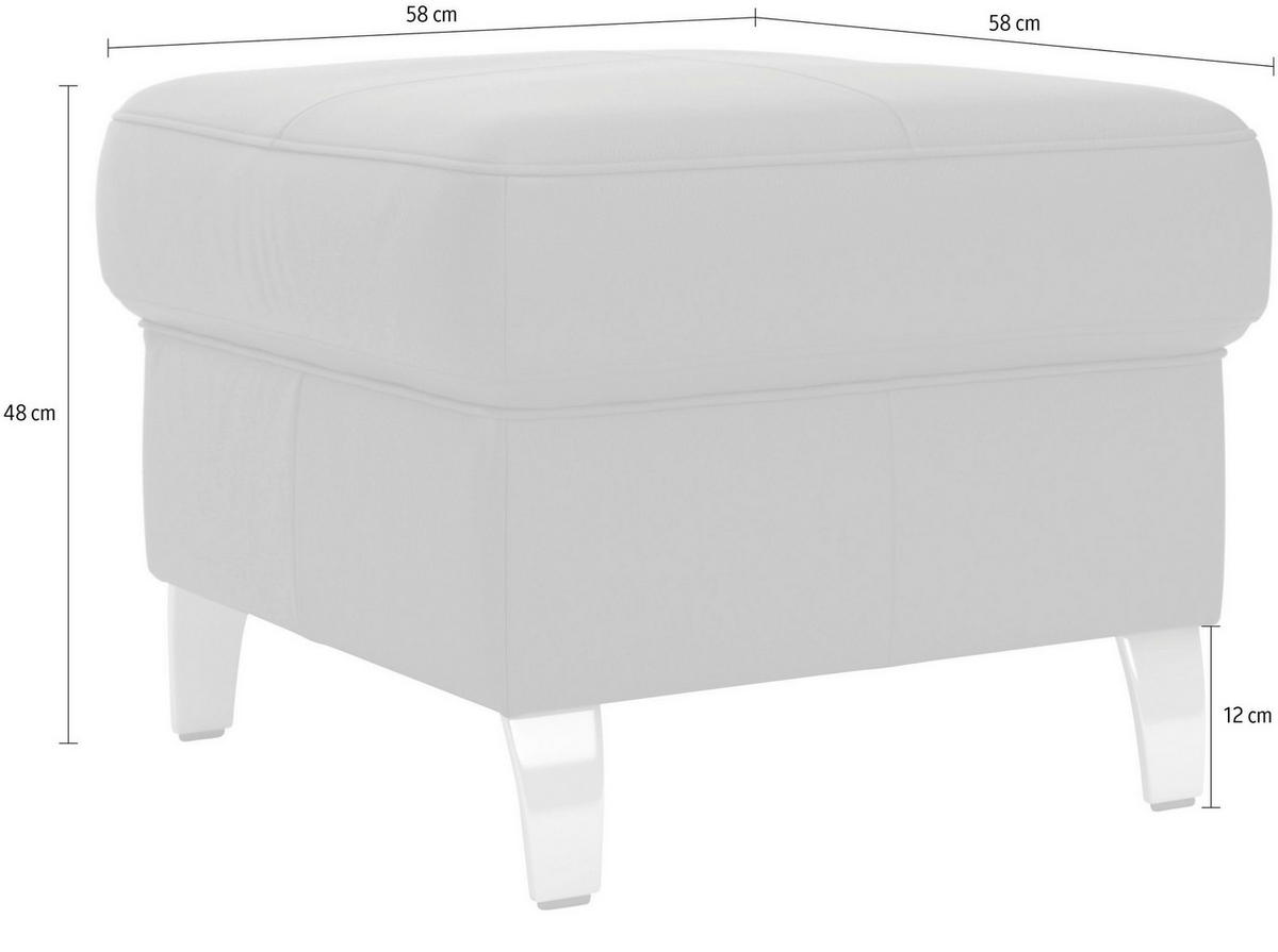 HOCKER Leder Anthrazit  - Chromfarben/Anthrazit, Basics, Leder/Metall (58/48/58cm) - Sit & More