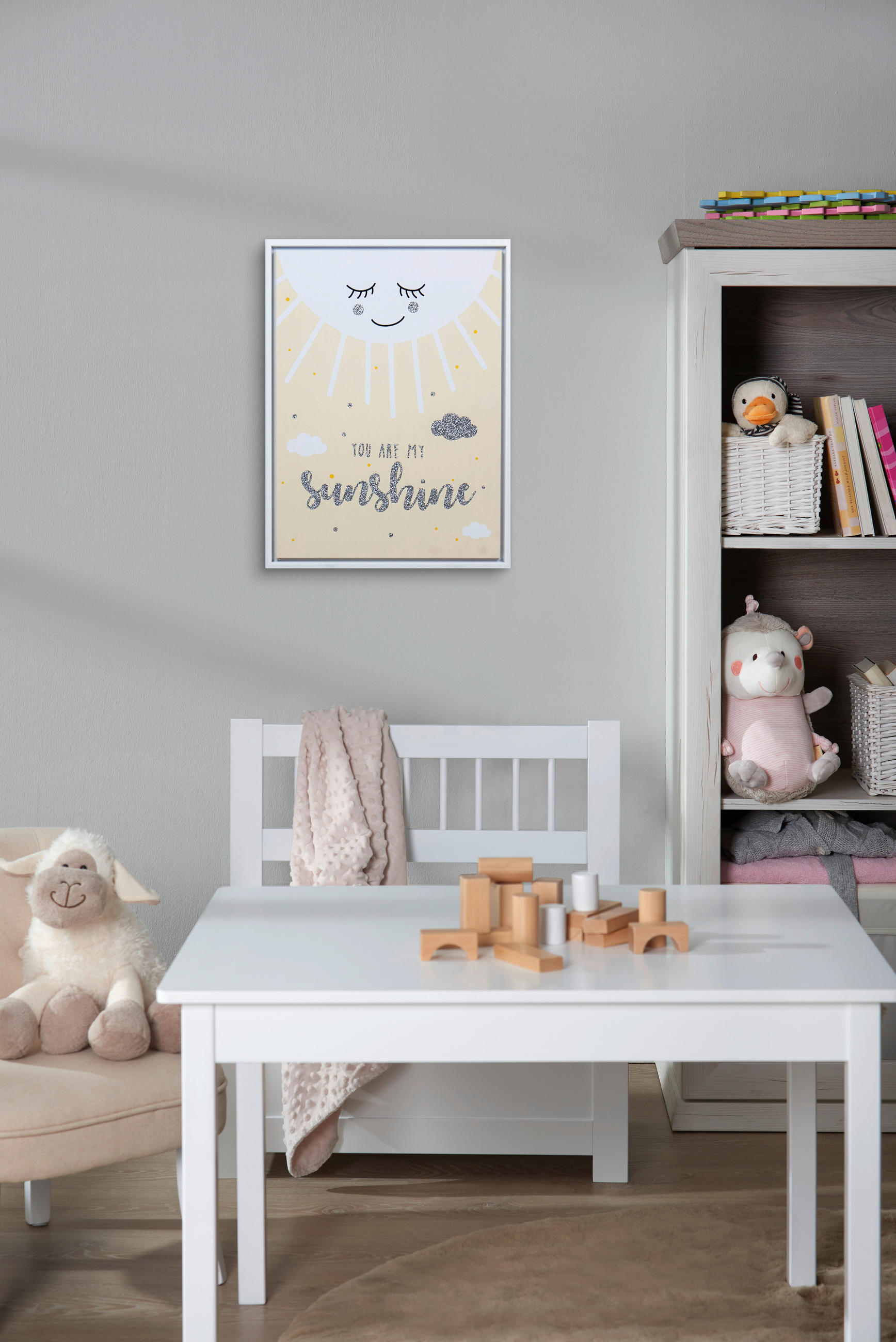 DETSKÝ OBRAZ, oblaky, 30/40 cm  - žltá/biela, Basics, kompozitné drevo/textil (30/40cm) - Monee