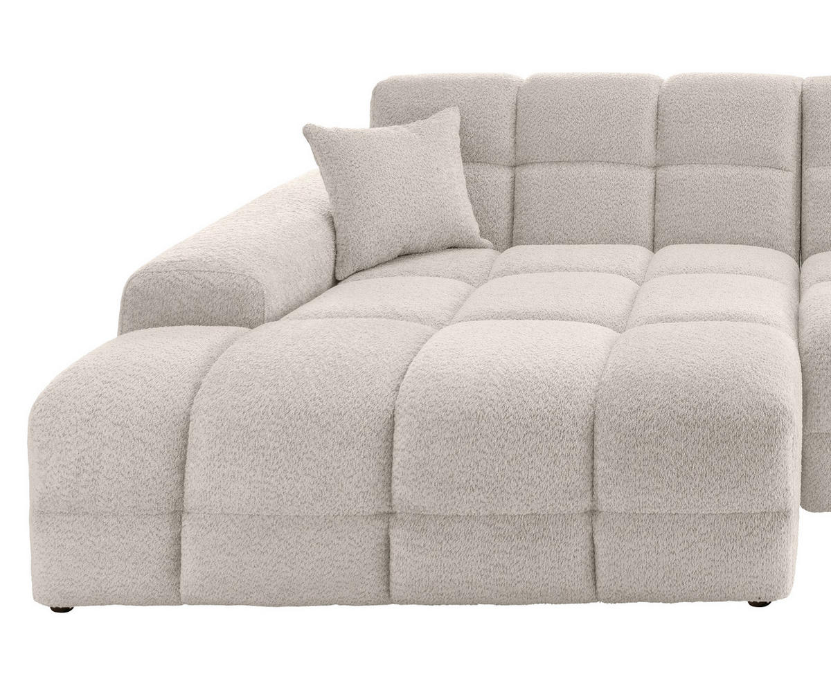 ECKSOFA in Bouclé Weiss  - Weiss/Schwarz, Modern, Kunststoff/Textil (152/301cm) - Livetastic