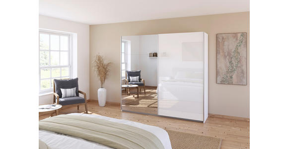 SCHWEBETÜRENSCHRANK  in Weiß  - Alufarben/Weiß, KONVENTIONELL, Glas/Holzwerkstoff (225/229/62cm) - Xora