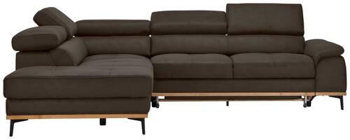 ECKSOFA inkl.Funktionen Anthrazit Lederlook  - Anthrazit/Schwarz, Natur, Holz/Textil (226/282cm) - Novel